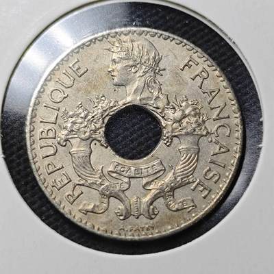 KK钱币收藏小铺  第363场  2月预留时间 周末发货 -  1938法属印支5分镍币