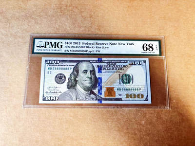 【Blue Auction】世界纸币精拍第745期——18级TOP拍卖/信誉/品质/专业/高效💫 - 【近全同8 恐龙8 无47 少见】美国 2013年100美金 PMG68EPQ 超高分