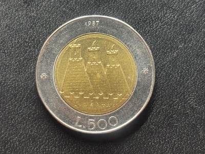 邮泉阁限时拍卖第三十四场 圣马力诺、梵蒂冈、意大利硬币专场（硬币在国外。请付邮费6元。） - 圣马力诺1987年500里拉