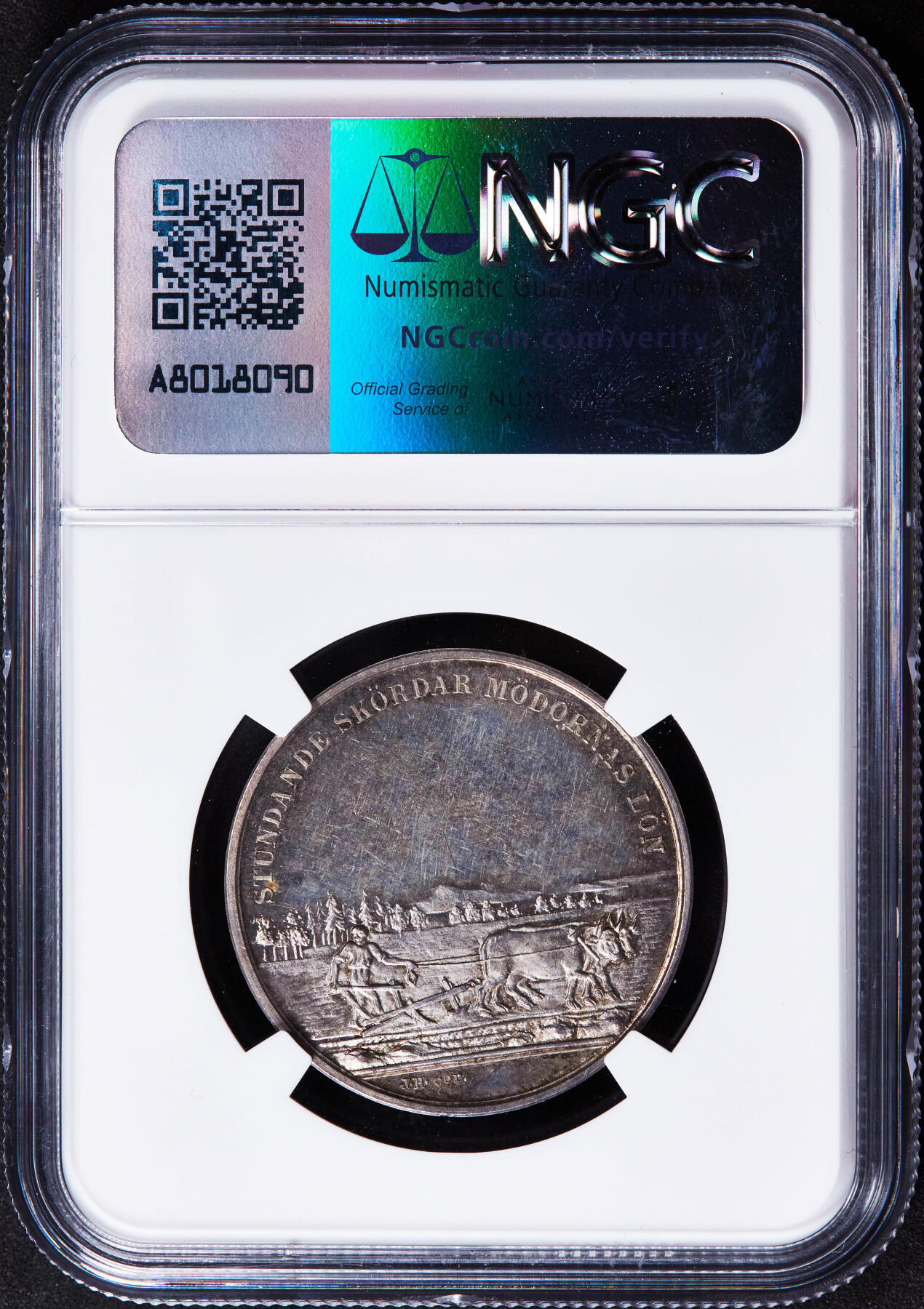 【俄甄集藏】2025年(044)11-12星期三晚 19:30 全场包邮 瑞典1945年卡尔十四世头像瑞典皇家农业科学银质奖章，NGC UNCD，类精制底板，黄油彩包浆