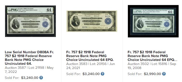 【Blue Auction】世界纸币精拍第745期——18级TOP拍卖/信誉/品质/专业/高效💫  【434雷达号 短号版 百位小号】美国 1918年2美金 FRBN联邦储备银行券 经典BattleShip 军舰雕刻精美 大票幅 杰弗逊 PMG64EPQ 全新原票 克利夫兰版