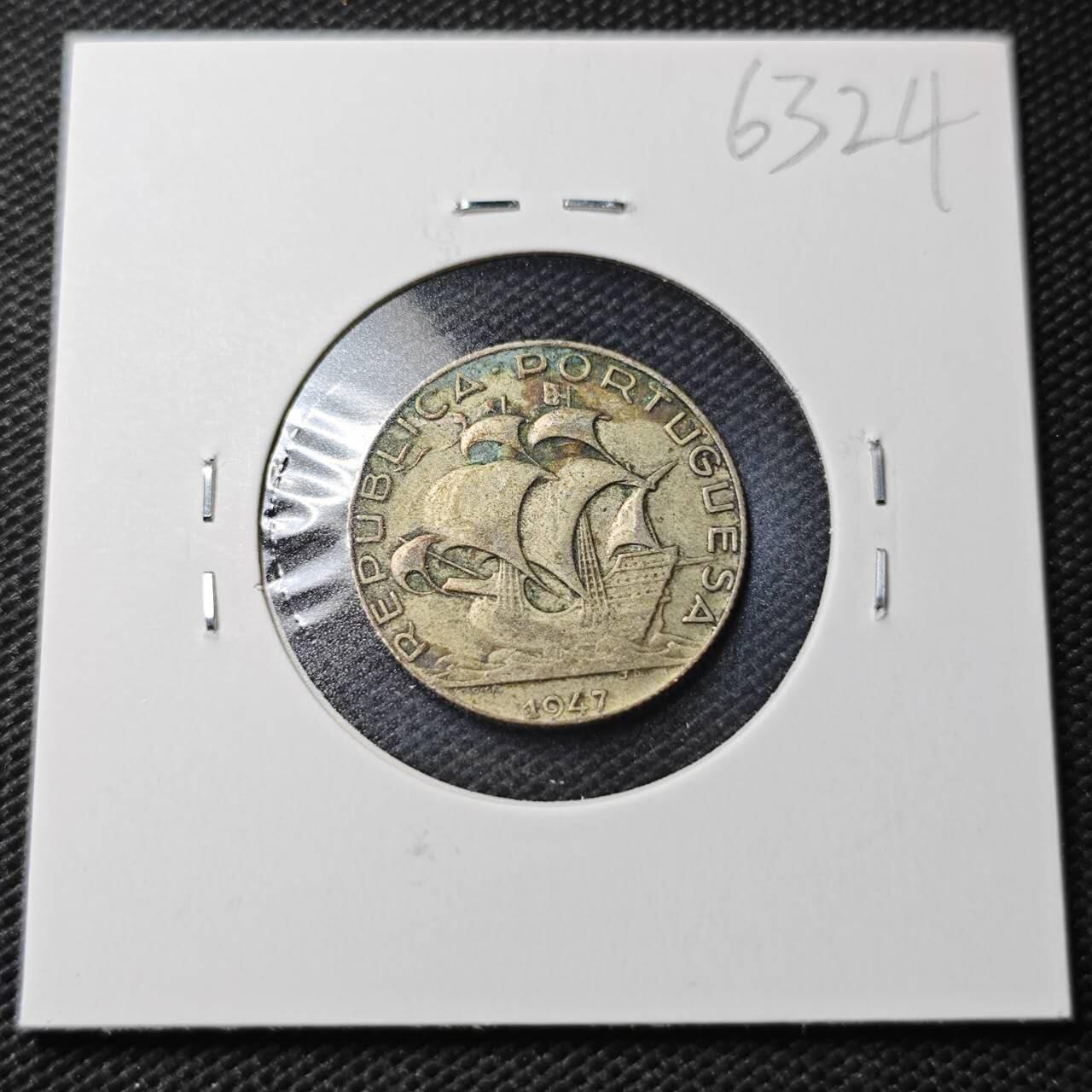 KK钱币收藏小铺  第363场  2月预留时间 周末发货  1947葡萄牙2.5埃斯库多银币