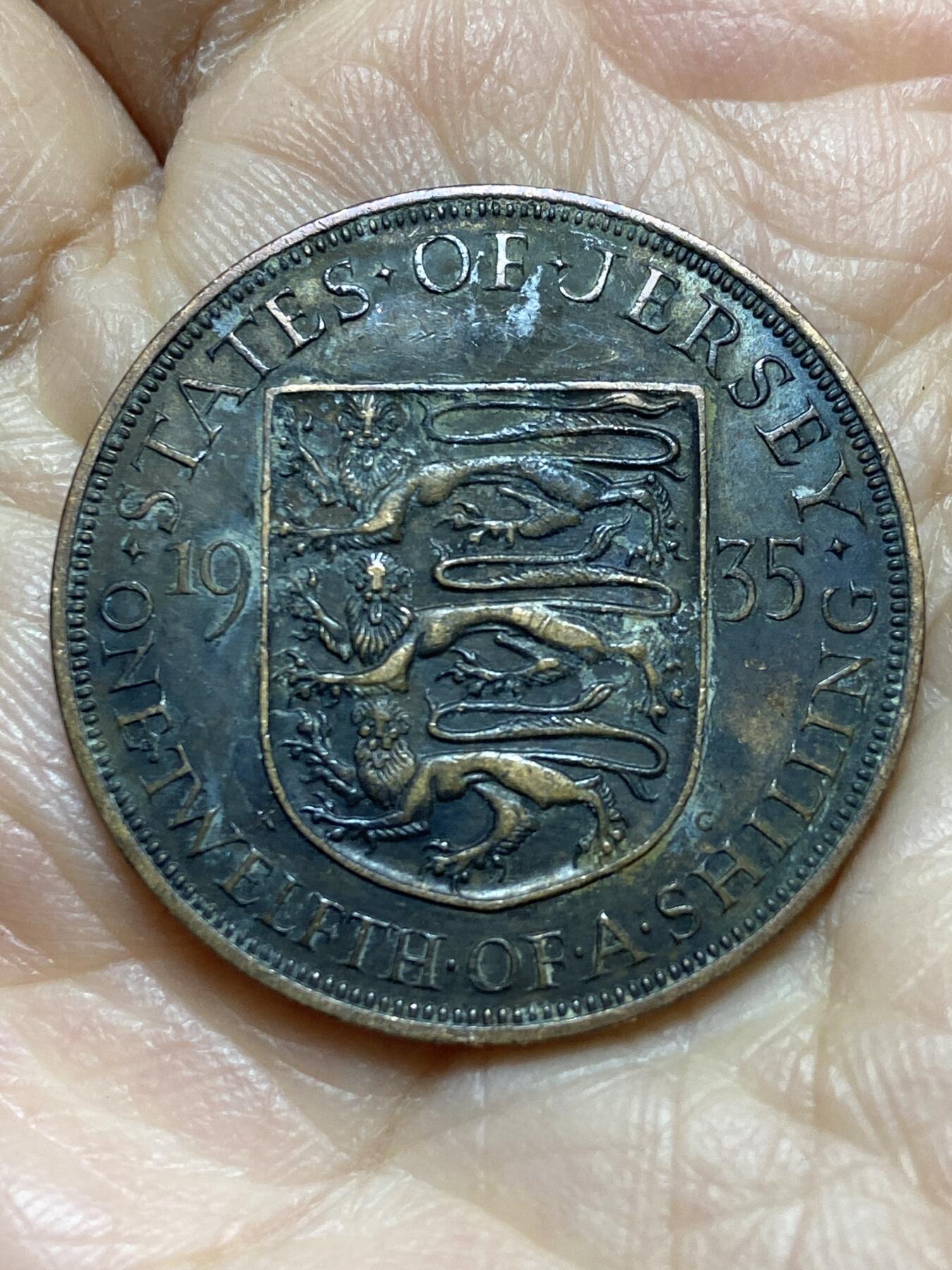 2025年第一百二十一场(总第一百四十七场）外国好品散币(免佣金) 英属泽西岛🇯🇪1935年1/12先令(乔治五世第三版)