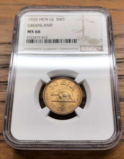 凡希社世界钱币微拍第三百十三期 - 1926丹属格陵兰50欧尔NGC-MS66