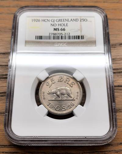凡希社世界钱币微拍第三百十三期 - 1926丹属格陵兰25欧尔NGC-MS66