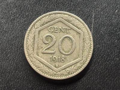 邮泉阁限时拍卖第三十四场 圣马力诺、梵蒂冈、意大利硬币专场（硬币在国外。请付邮费6元。） - 意大利王国维克托·伊曼纽尔三世1918年20分