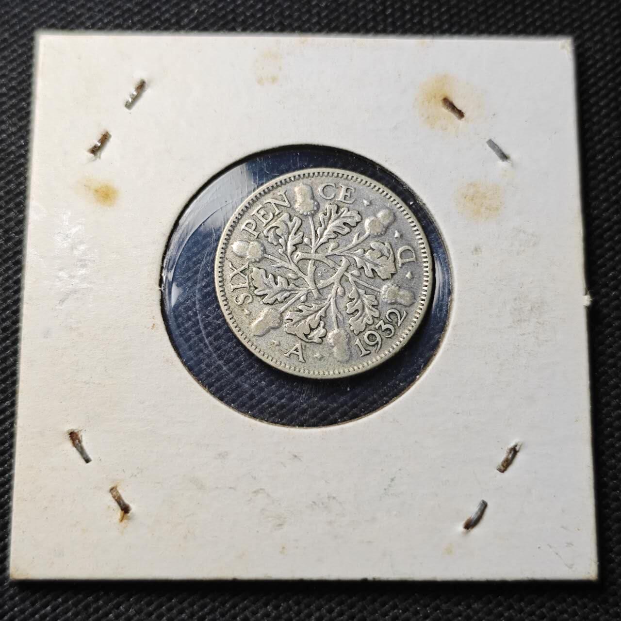 KK钱币收藏小铺  第363场  2月预留时间 周末发货  1932英国6便士银币