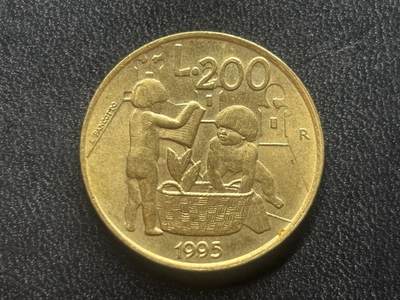 邮泉阁限时拍卖第三十四场 圣马力诺、梵蒂冈、意大利硬币专场（硬币在国外。请付邮费6元。） - 圣马力诺1995年200里拉