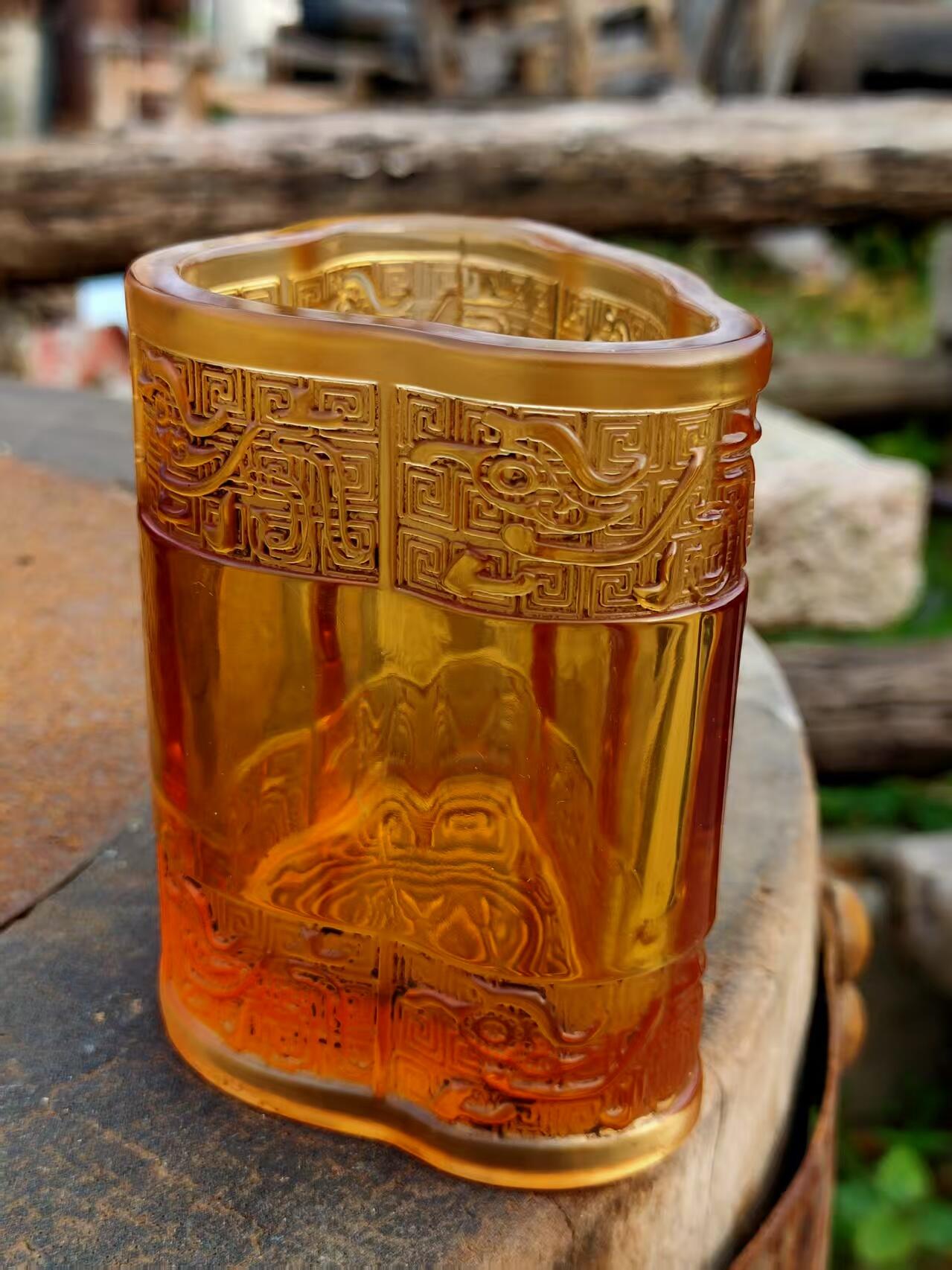 老琉璃笔筒  全品