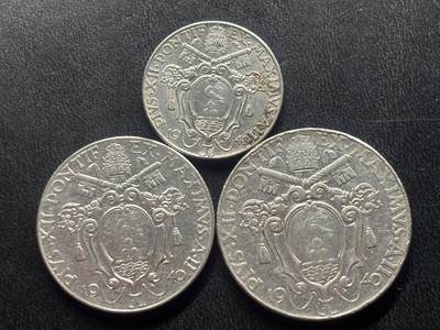 邮泉阁限时拍卖第三十四场 圣马力诺、梵蒂冈、意大利硬币专场（硬币在国外。请付邮费6元。） - 梵蒂冈教宗庇护十二世1940年3枚