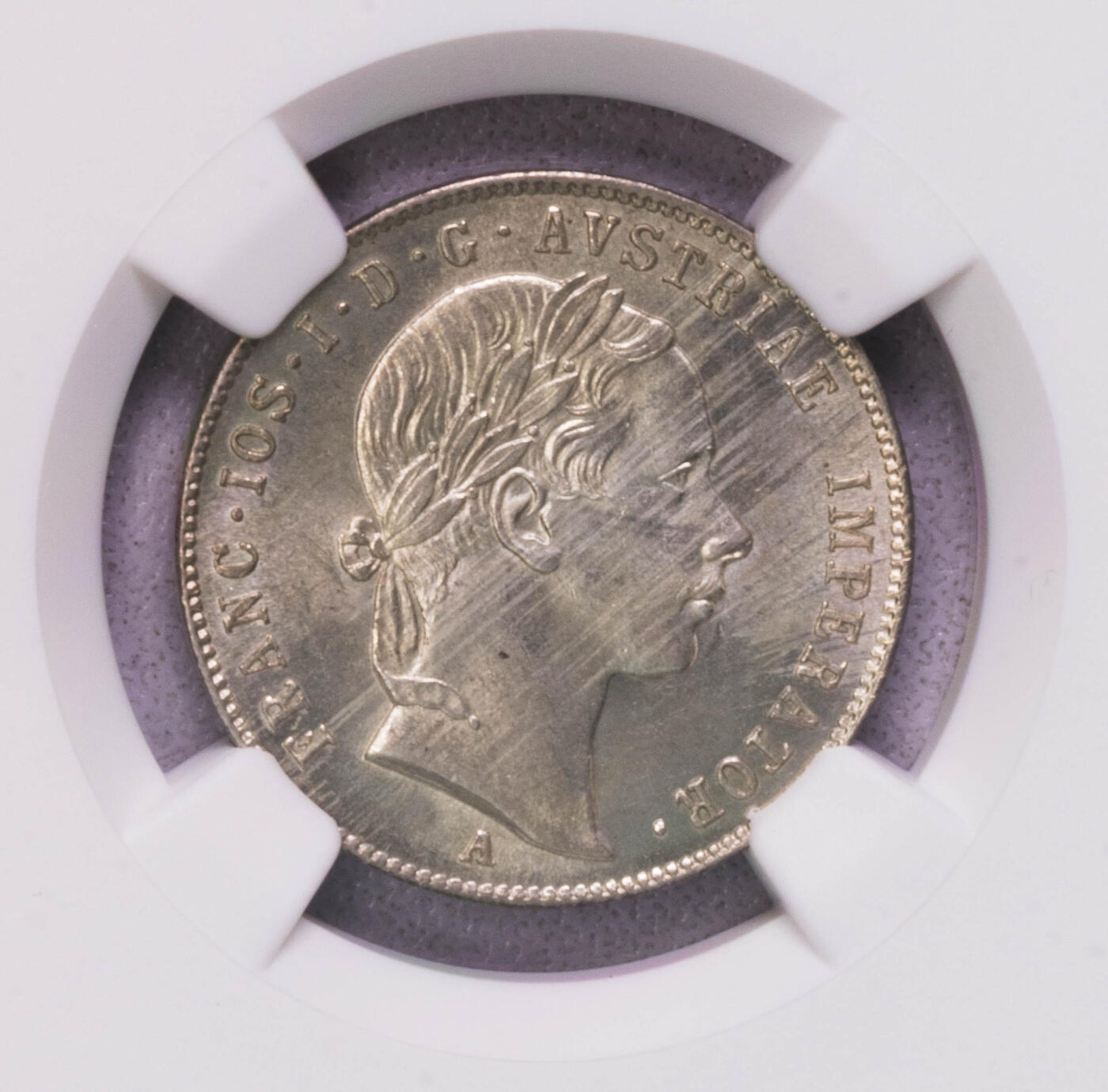 NGC-MS64 1853奥匈帝国弗朗茨约瑟夫20克鲁泽银币 稀少