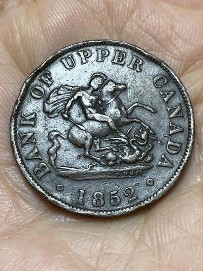 2025年第一百二十一场(总第一百四十七场）外国好品散币(免佣金) - 少见–上加拿大1852年1/2便士代币