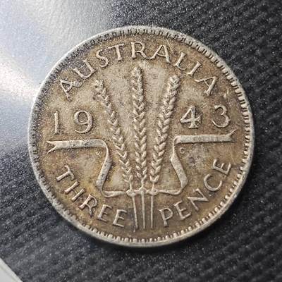 KK钱币收藏小铺  第363场  2月预留时间 周末发货 -  1943澳大利亚3便士银币