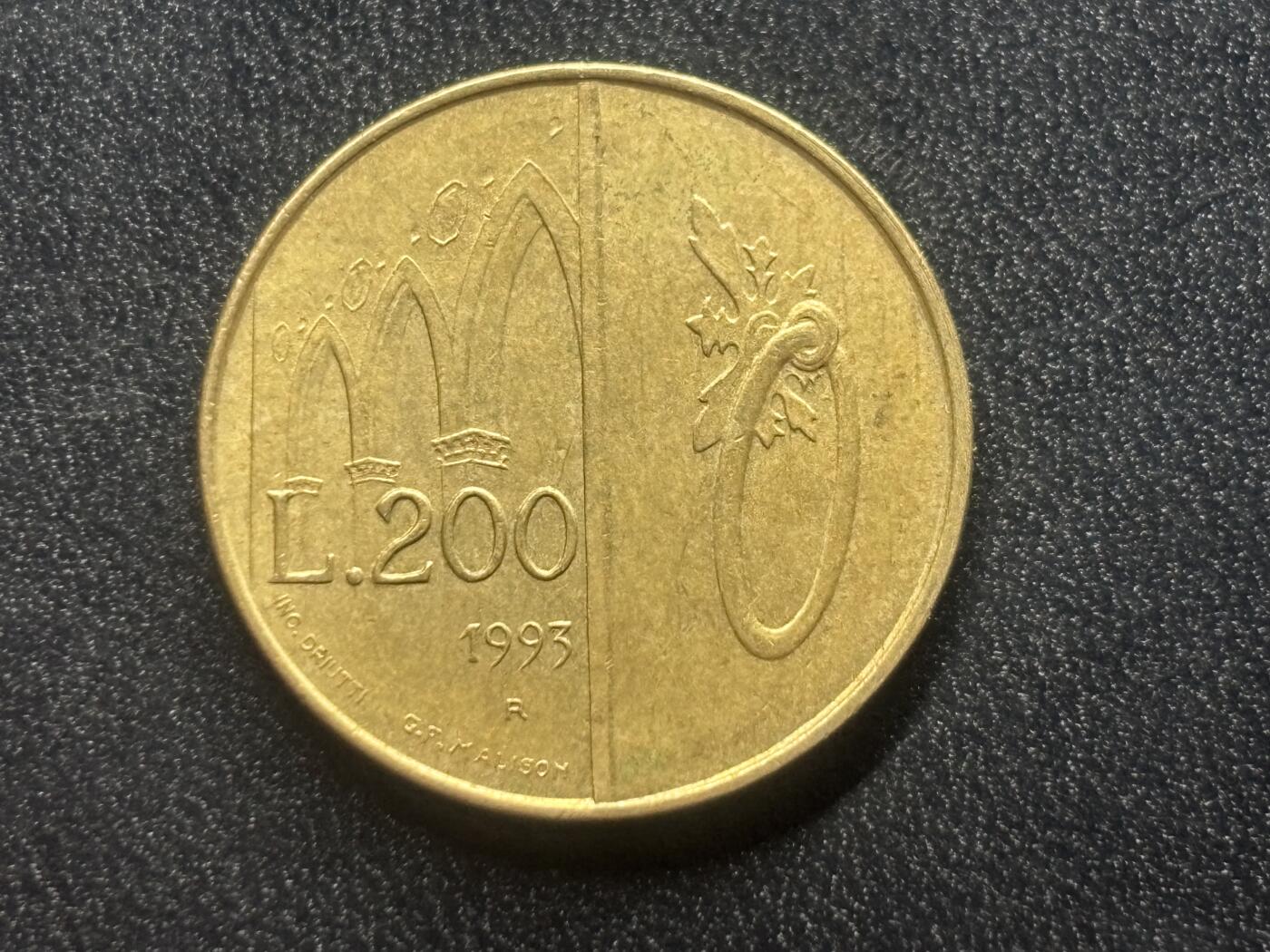 邮泉阁限时拍卖第三十四场 圣马力诺、梵蒂冈、意大利硬币专场（硬币在国外。请付邮费6元。） 圣马力诺1993年200里拉