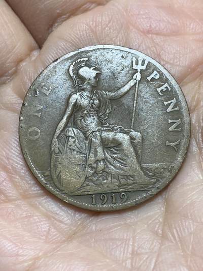 2025年第一百二十一场(总第一百四十七场）外国好品散币(免佣金) - 英国🇬🇧1919年1便士(乔治五世第一版)