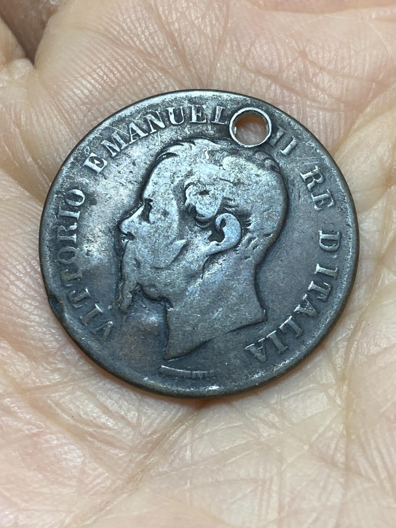 2025年第一百二十一场(总第一百四十七场）外国好品散币(免佣金) 意大利王国1887年5分(维托里奥·埃马努埃莱二世，N标那不勒斯造)