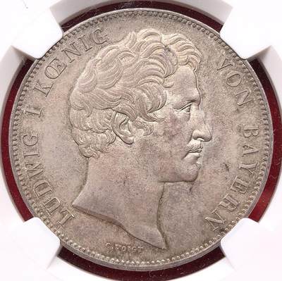 凡希社世界钱币微拍第三百十三期 - 荐！1838德国巴伐利亚行政区域重新界定纪念2泰勒大银NGC-MS62，灰彩哑光，色调丰富韵味十足的收藏级品质。