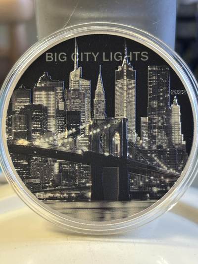 第180期拍卖【长期征集拍品】【北京币展专场】 - 库克2022年城市之光系列纽约曼哈顿1盎司纪念银币，没有黑色纸套，999银，发行2022枚