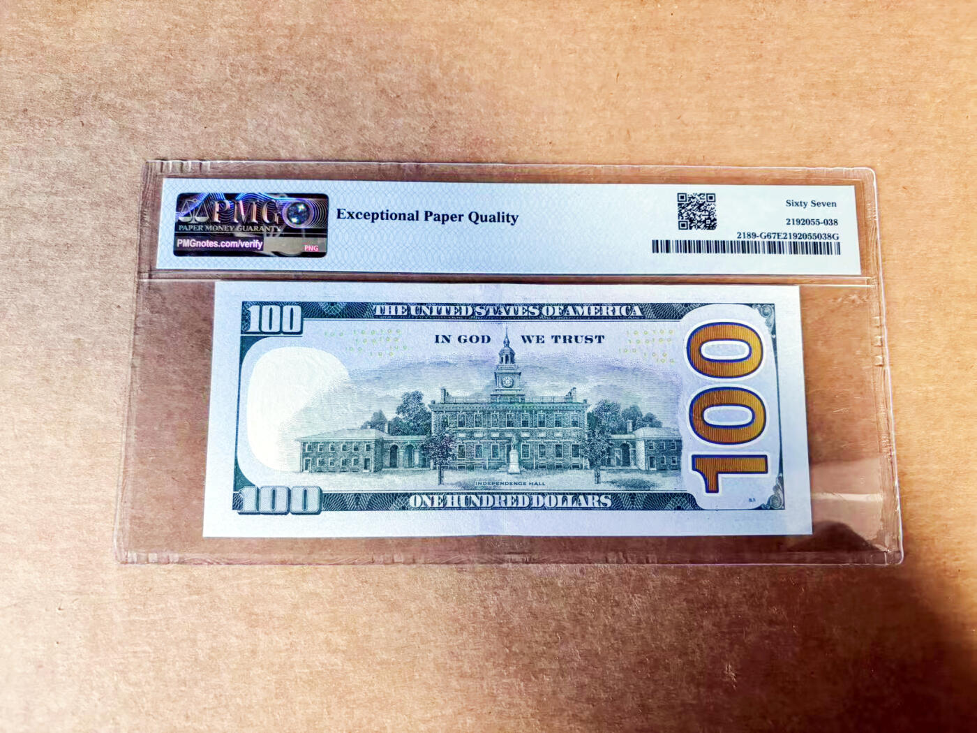 【Blue Auction】世界纸币精拍第745期——18级TOP拍卖/信誉/品质/专业/高效💫 【二进制号 倒置号】美国 2017年100美金 PMG67EPQ 高分