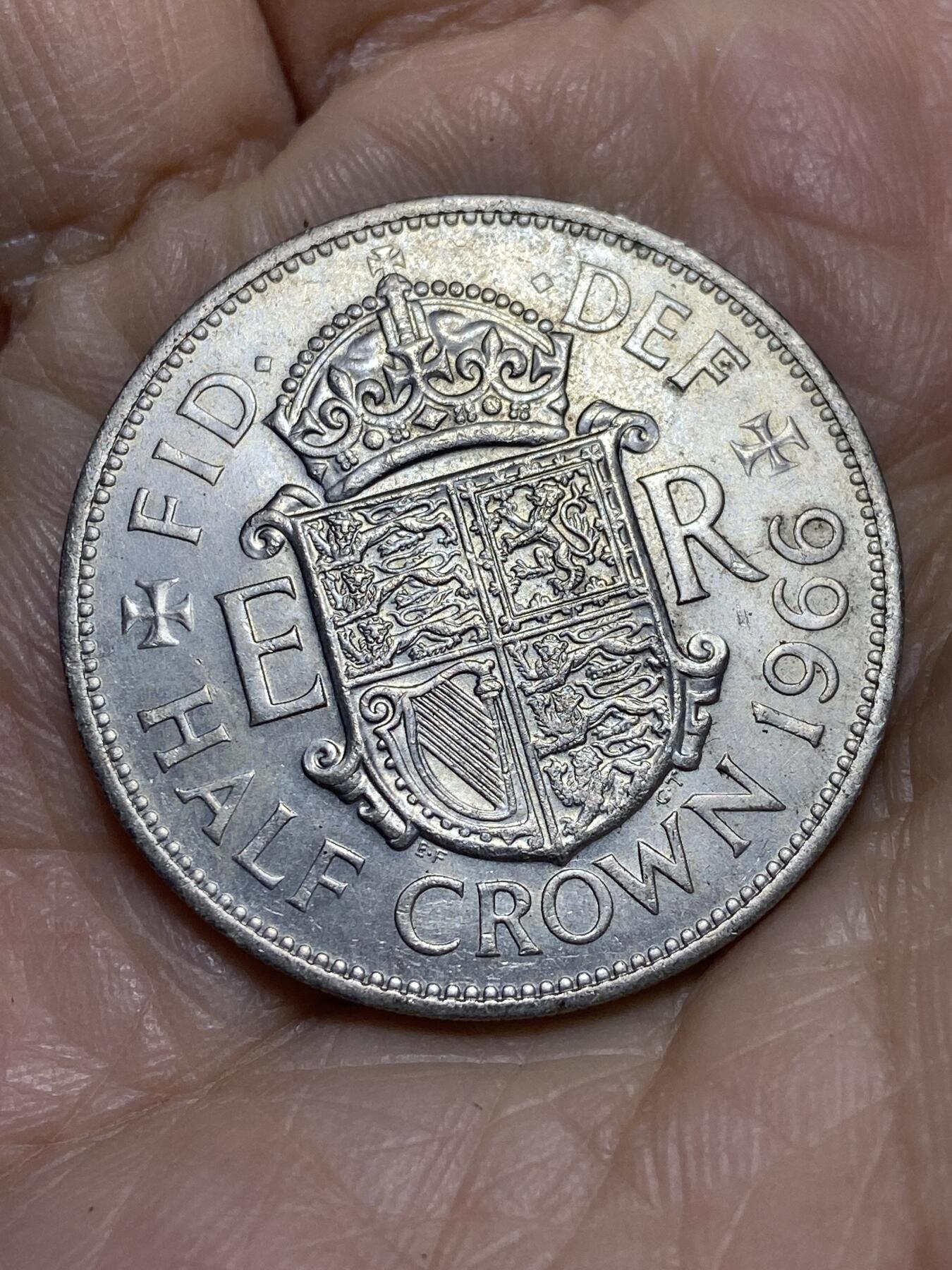 2025年第一百二十一场(总第一百四十七场）外国好品散币(免佣金) 英国🇬🇧1966年半克朗(伊丽莎白二世青年桂冠第二版)