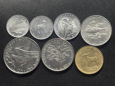 邮泉阁限时拍卖第三十四场 圣马力诺、梵蒂冈、意大利硬币专场（硬币在国外。请付邮费6元。） - 梵蒂冈教宗保禄六世1970-1976年7枚