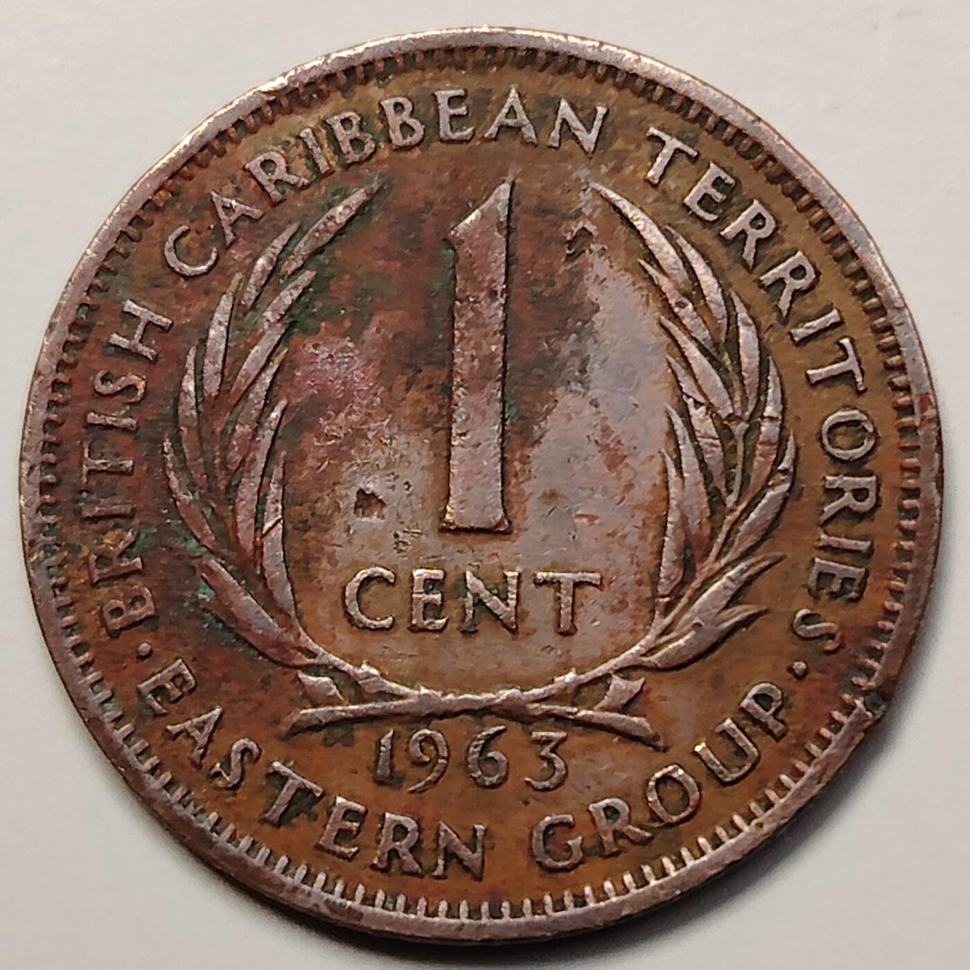 布加迪🐬～世界钱币(上海)🌾第 256 期 /  各国套币和散币 加勒比国家 1963年 1分