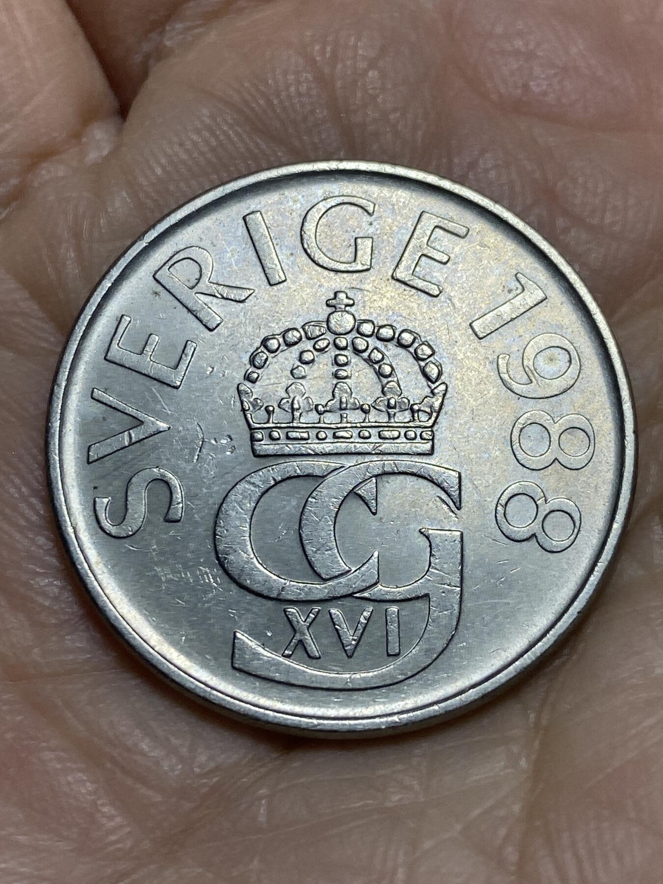 2025年第一百二十一场(总第一百四十七场）外国好品散币(免佣金) 瑞典🇸🇪1988年5克朗(卡尔十六世古斯塔夫时期，D标)