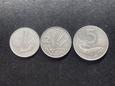 邮泉阁限时拍卖第三十四场 圣马力诺、梵蒂冈、意大利硬币专场（硬币在国外。请付邮费6元。） - 意大利1953年3枚