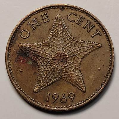 布加迪🐬～世界钱币(上海)🌾第 256 期 /  各国套币和散币 - 巴哈马🇧🇸 1969年 1分