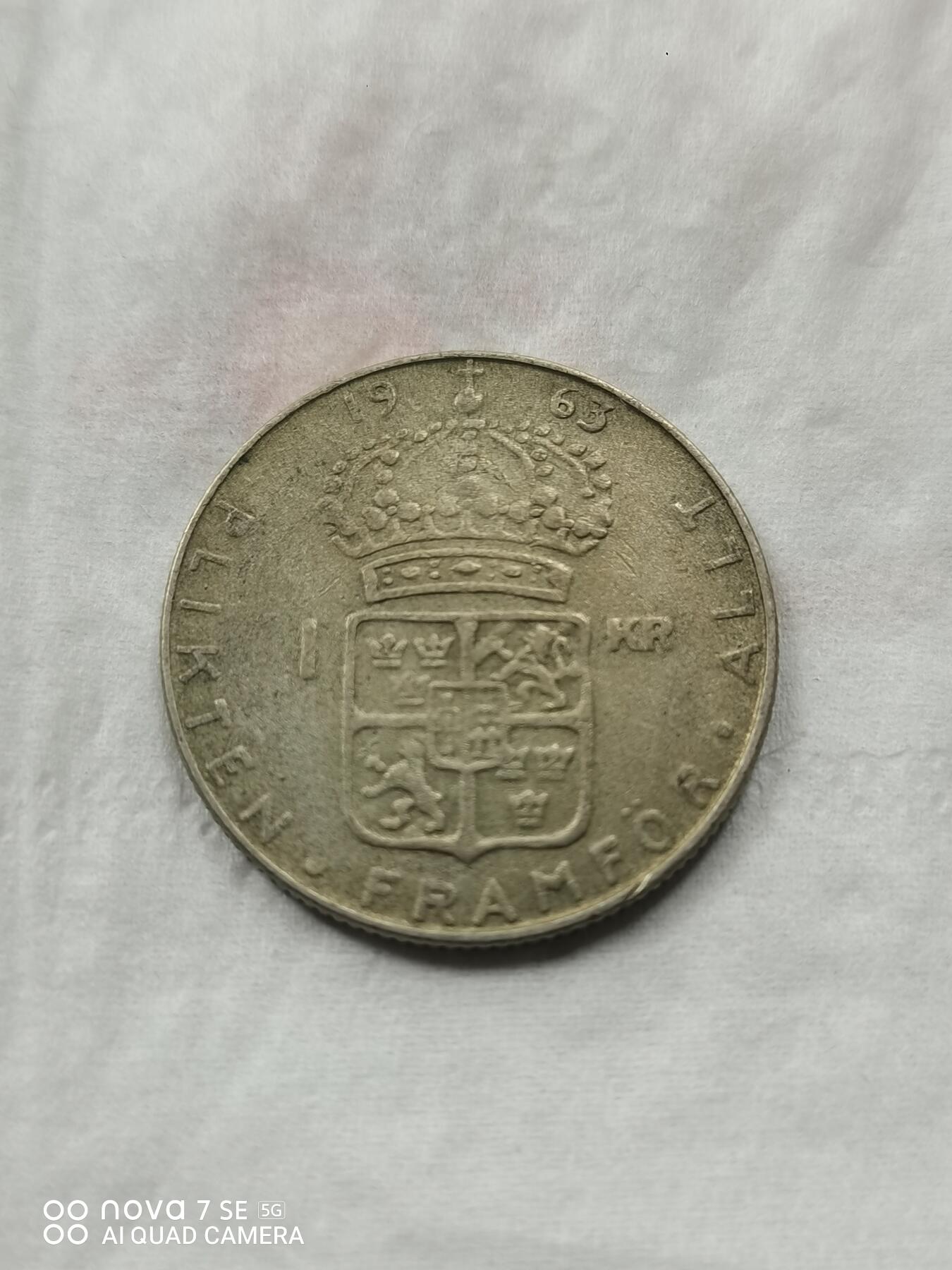 外国银币 63年瑞典1克郎银币