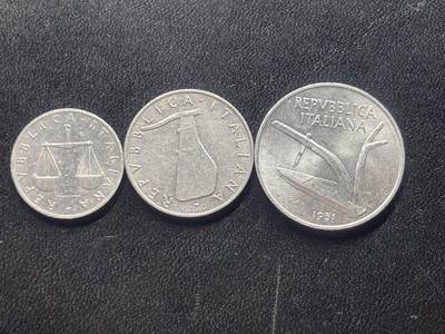 邮泉阁限时拍卖第三十四场 圣马力诺、梵蒂冈、意大利硬币专场（硬币在国外。请付邮费6元。） - 意大利1951年3枚