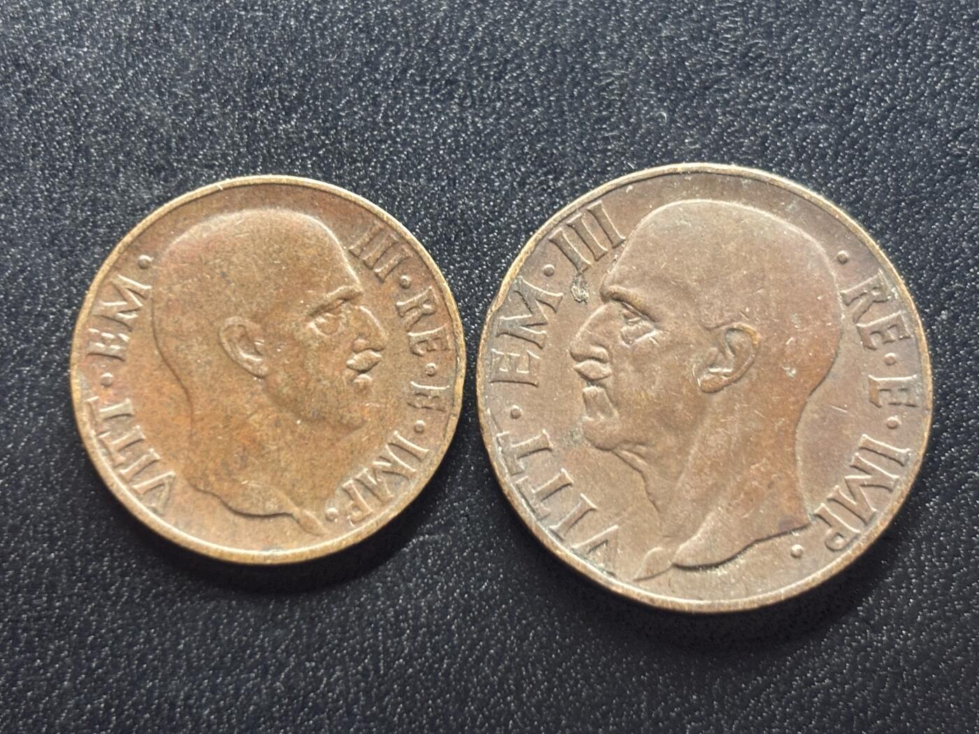 邮泉阁限时拍卖第三十四场 圣马力诺、梵蒂冈、意大利硬币专场（硬币在国外。请付邮费6元。） 意大利王国维克托·伊曼纽尔三世1937年2枚