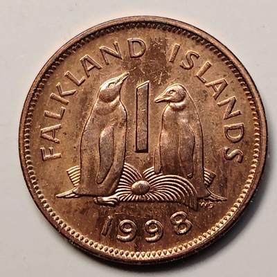 布加迪🐬～世界钱币(上海)🌾第 256 期 /  各国套币和散币 - 福克兰群岛 1998年 1便士