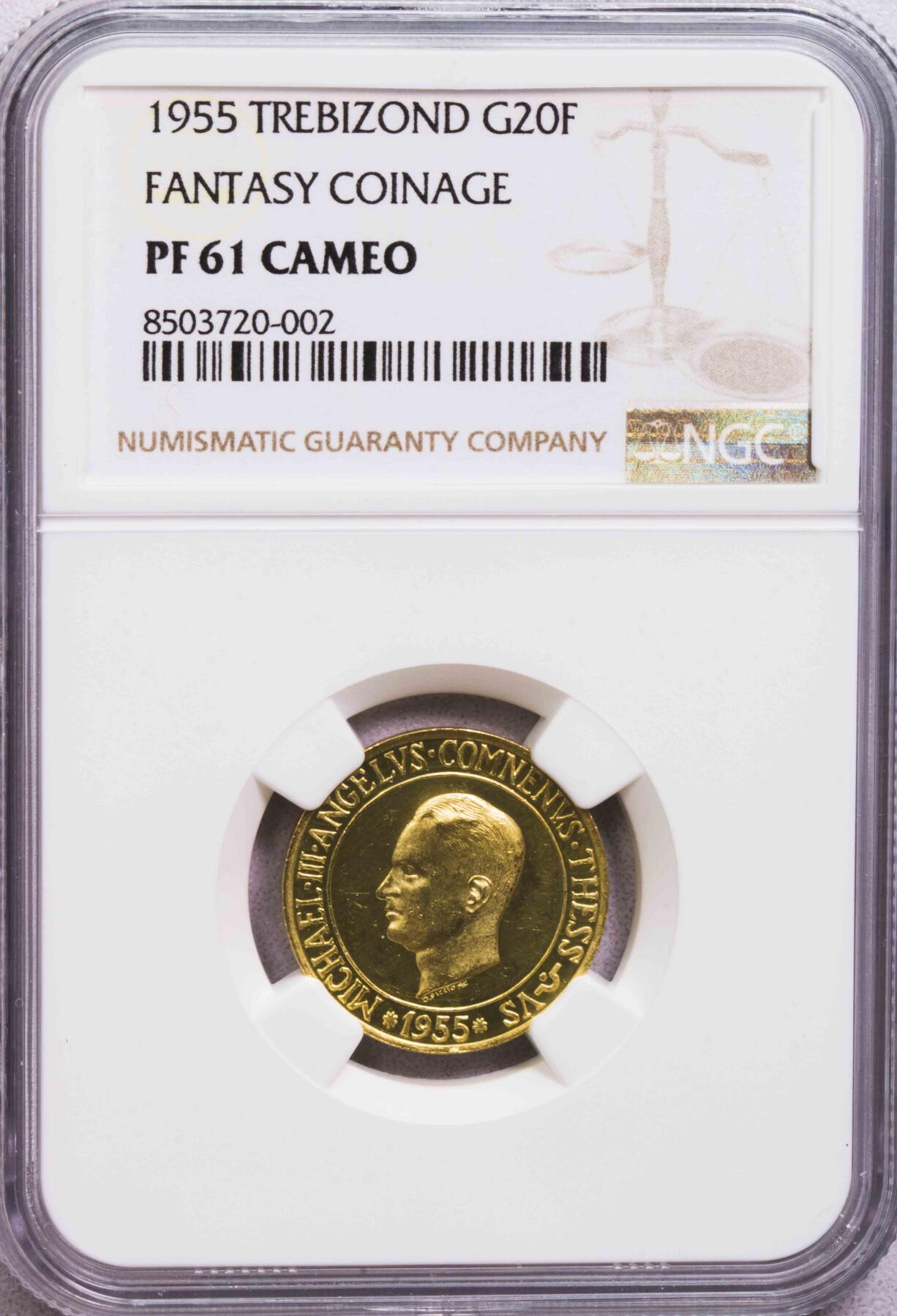 NGC-PF61CAMEO 1955特拉布宗20法郎金币 稀少品种