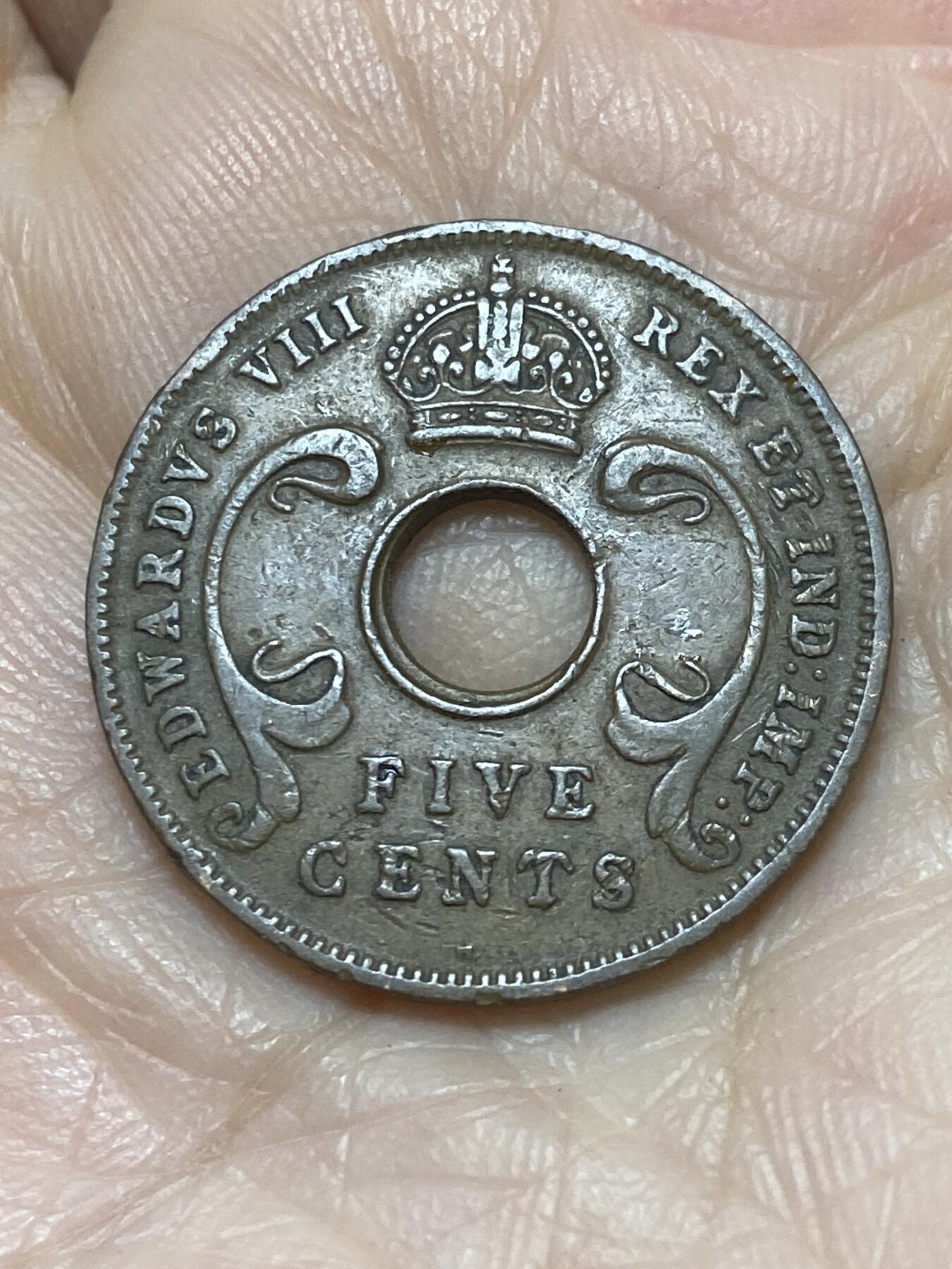 2025年第一百二十一场(总第一百四十七场）外国好品散币(免佣金) 少见品种–英属东非1936单年份5分(爱德华八世时期，H标喜敦厂造)