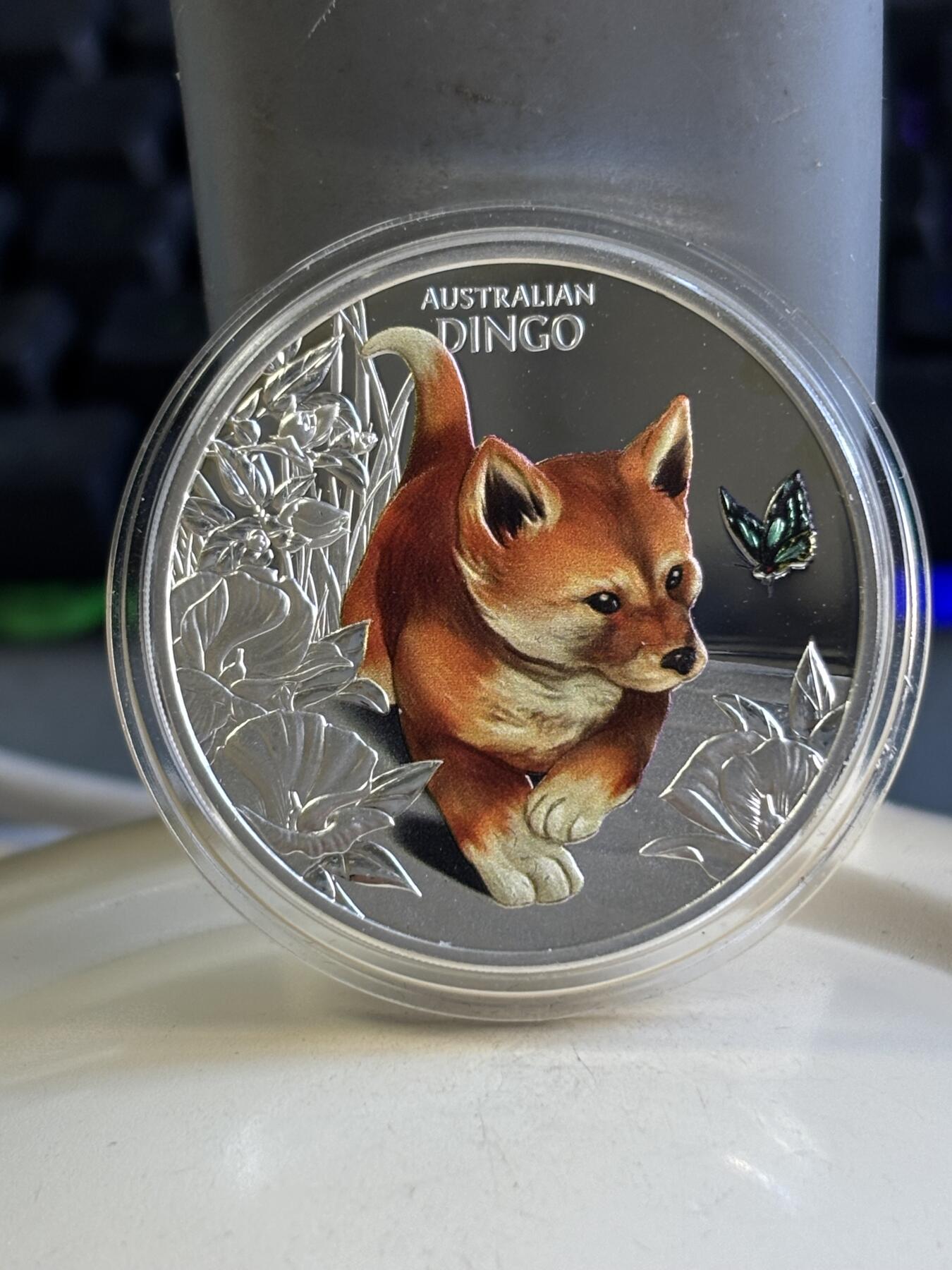 第180期拍卖【长期征集拍品】【北京币展专场】 纽埃2024年澳洲狗宝宝1盎司彩色精制纪念银币，9999银，发行1000枚