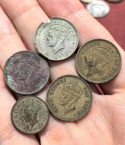 南宋泉阁俄币 外币 国币 专场第十八期 【送拍无额外佣金】 - 中国香港 1939-1951年 乔治六世头像 香港早期 一毫/五仙一组5枚 通货好品