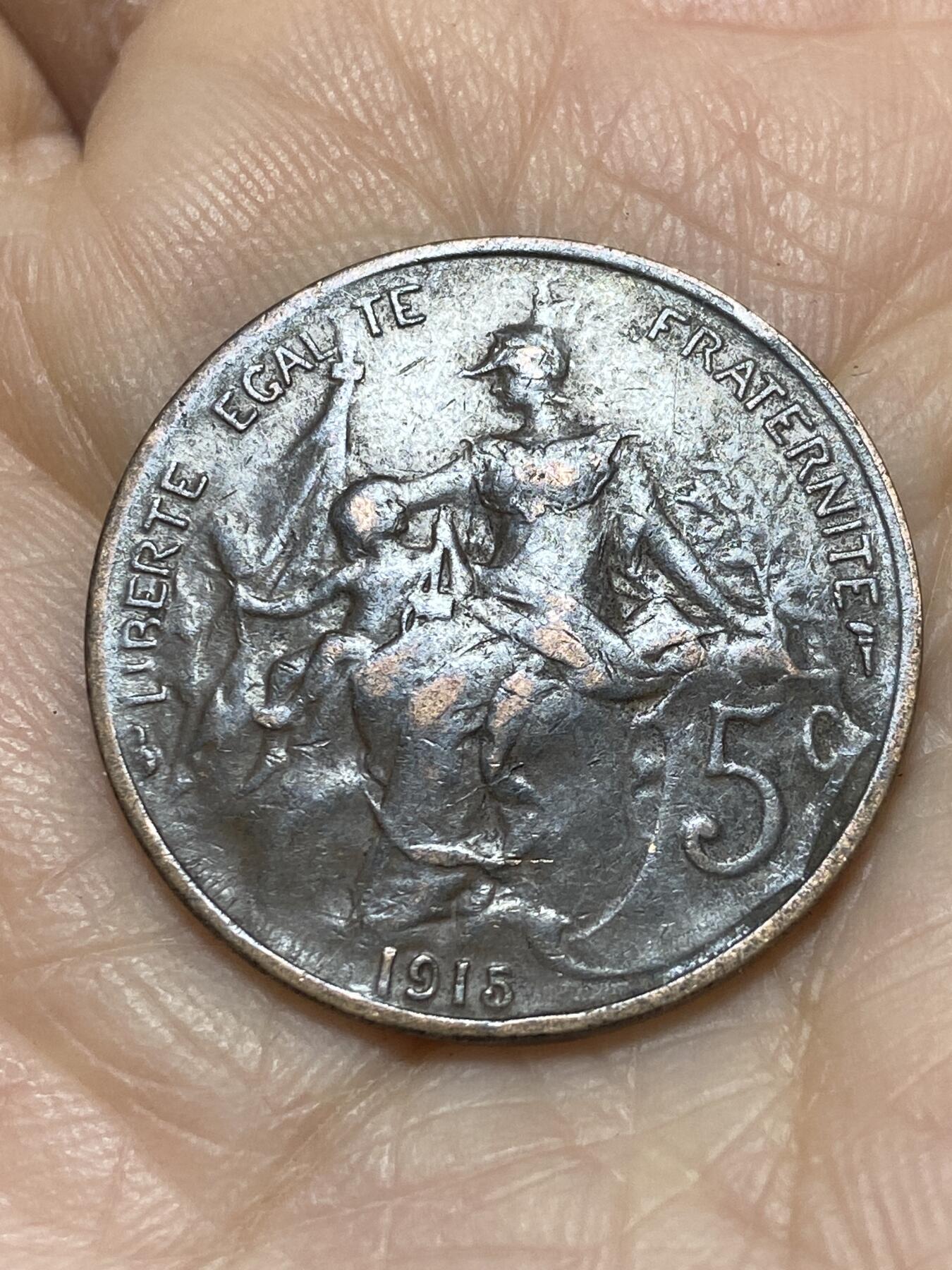 2025年第一百二十一场(总第一百四十七场）外国好品散币(免佣金) 法兰西第三共和国1915年5生丁