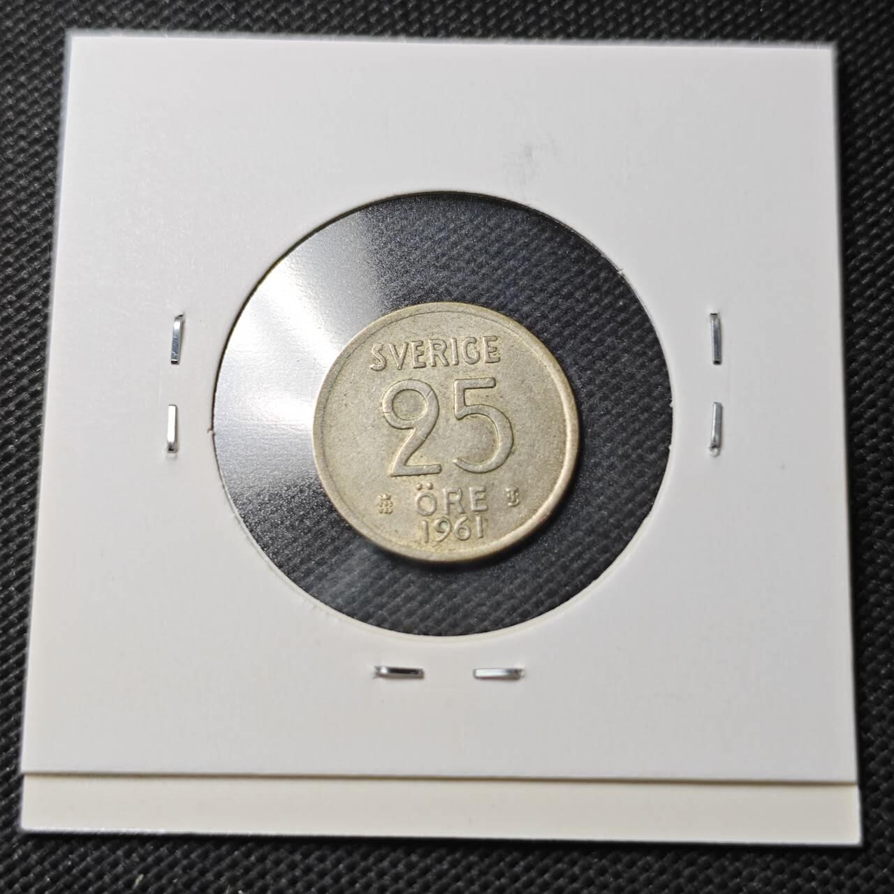 KK钱币收藏小铺  第363场  2月预留时间 周末发货  1961瑞典25欧尔银币