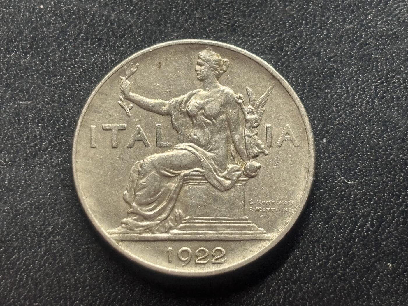 邮泉阁限时拍卖第三十四场 圣马力诺、梵蒂冈、意大利硬币专场（硬币在国外。请付邮费6元。） 意大利王国维克托·伊曼纽尔三世1922年1里拉