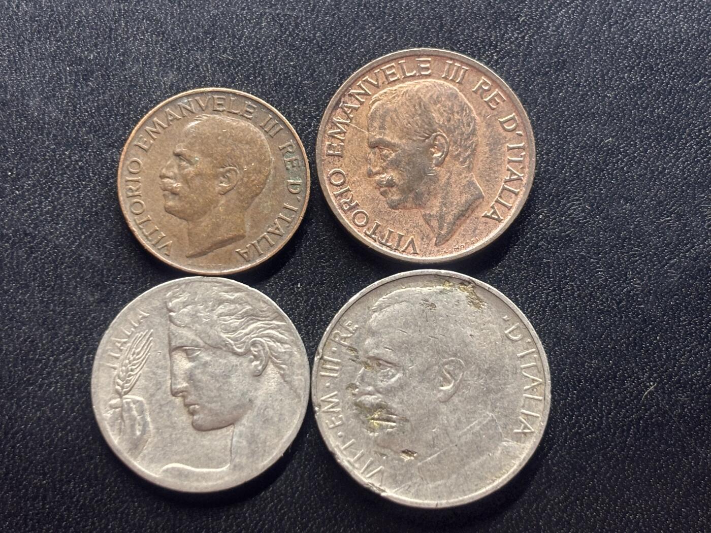 邮泉阁限时拍卖第三十四场 圣马力诺、梵蒂冈、意大利硬币专场（硬币在国外。请付邮费6元。） 意大利王国维克托·伊曼纽尔三世1921年4枚