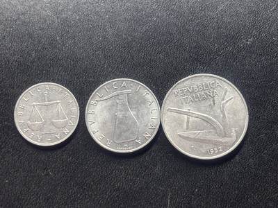 邮泉阁限时拍卖第三十四场 圣马力诺、梵蒂冈、意大利硬币专场（硬币在国外。请付邮费6元。） - 意大利1952年3枚