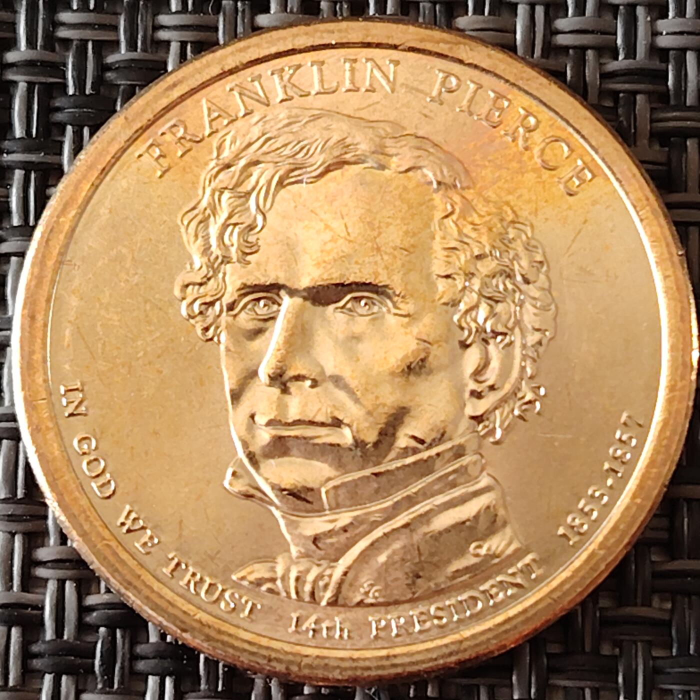 布加迪🐬～世界钱币(上海)🌾第 256 期 /  各国套币和散币 美国🇺🇸总统币 1元 第14届 富兰克林.皮尔斯(1853-1857)