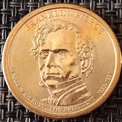 布加迪🐬～世界钱币(上海)🌾第 256 期 /  各国套币和散币 - 美国🇺🇸总统币 1元 第14届 富兰克林.皮尔斯(1853-1857)