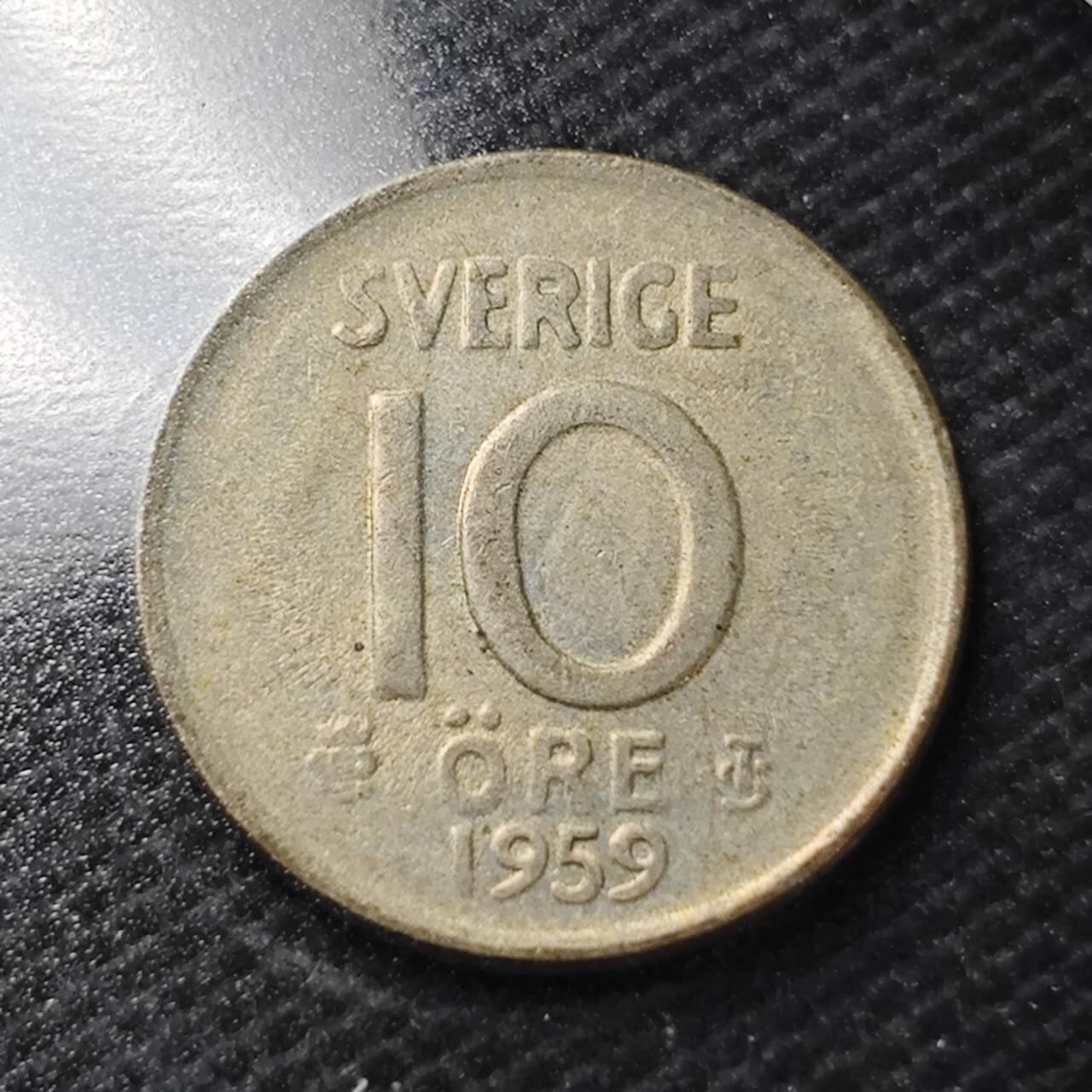 KK钱币收藏小铺  第363场  2月预留时间 周末发货  1959瑞典10欧尔银币