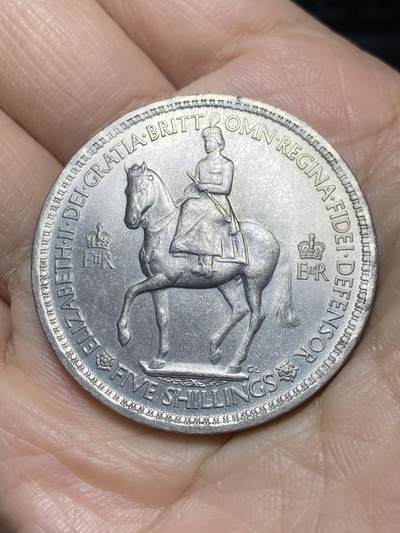2025年第一百二十一场(总第一百四十七场）外国好品散币(免佣金) - 英国🇬🇧1953年5先令(伊丽莎白二世加冕年纪念币)