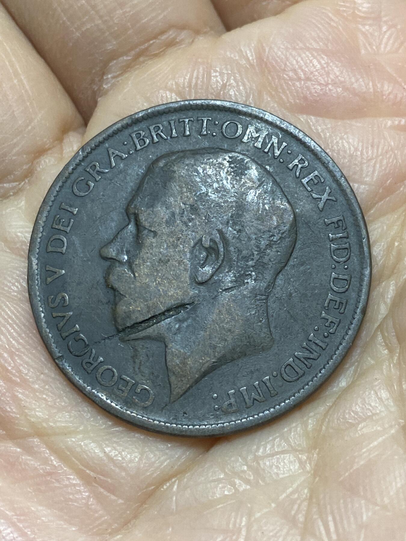 2025年第一百二十一场(总第一百四十七场）外国好品散币(免佣金) 少见有伤–英国🇬🇧1912年1便士(乔治五世第一版，H标喜敦厂造)