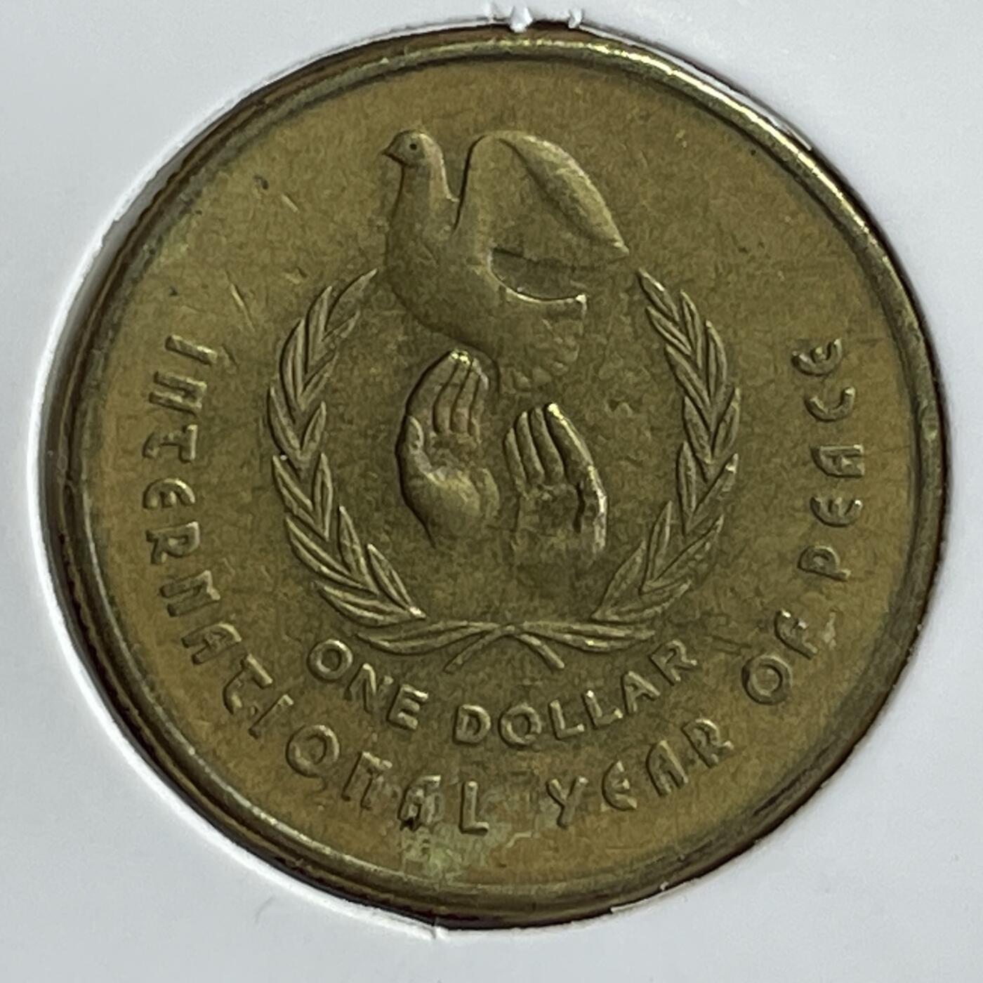 【澳大利亚硬币】限时专场 国际和平年 1986年 1澳元纪念币一枚