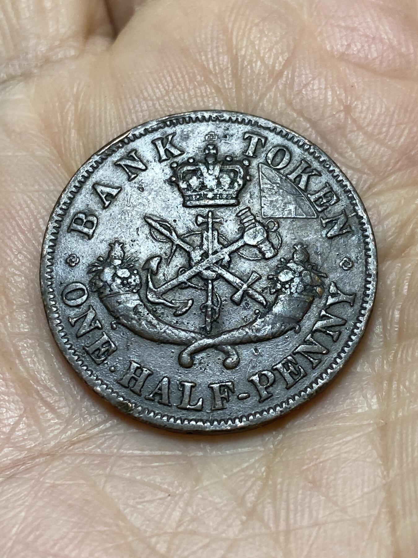 2025年第一百二十一场(总第一百四十七场）外国好品散币(免佣金) 少见–上加拿大1852年1/2便士代币