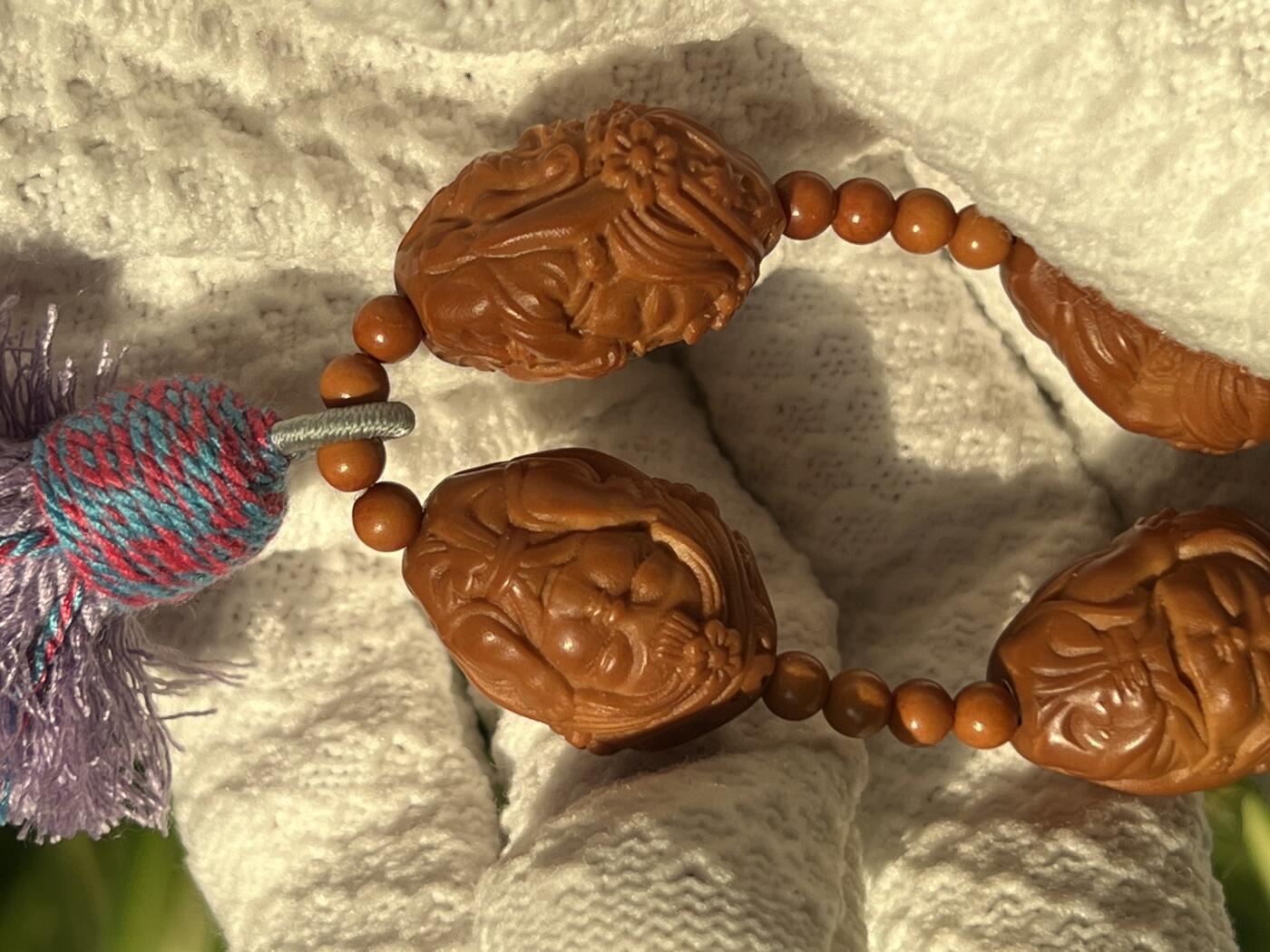 零元拍：橄榄核雕女财神扎基拉姆四不手捻